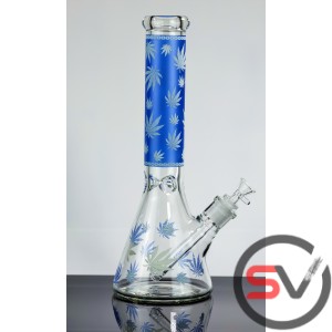 LEAF GLASS BEAKER WATER PIPE 14inch (GLOW IN DARK)